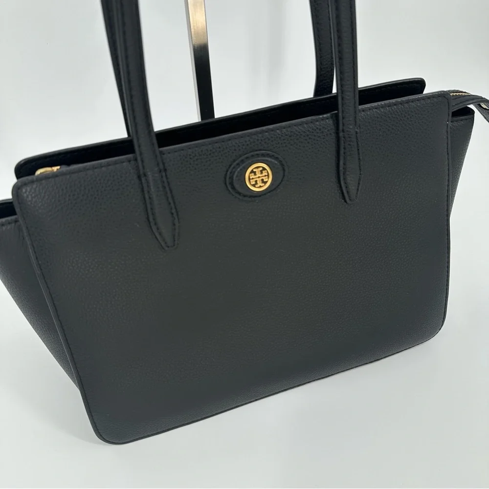 Tory Burch Robinson Leather Tote Bag Black